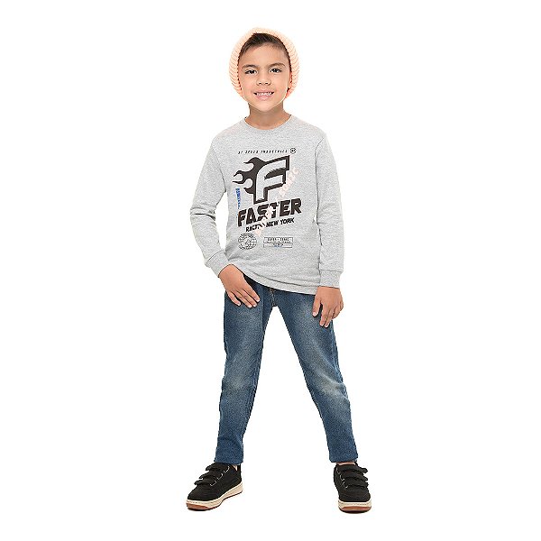 Camisa infantil masculina manga comprida, de meia malha