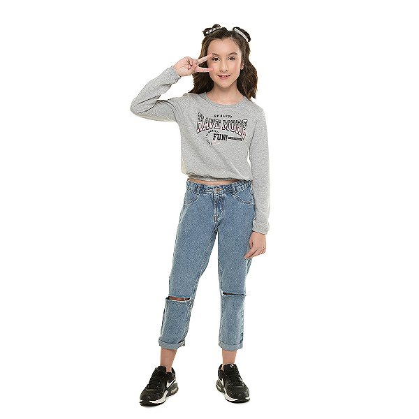 Blusa feminina manga comprida de meia malha com elástico e strass