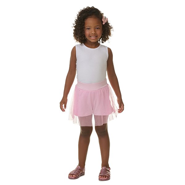 Saia de tule com shorts de cotton embutido