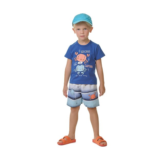 Conjunto masculino caranguejo, meia malha e tactel