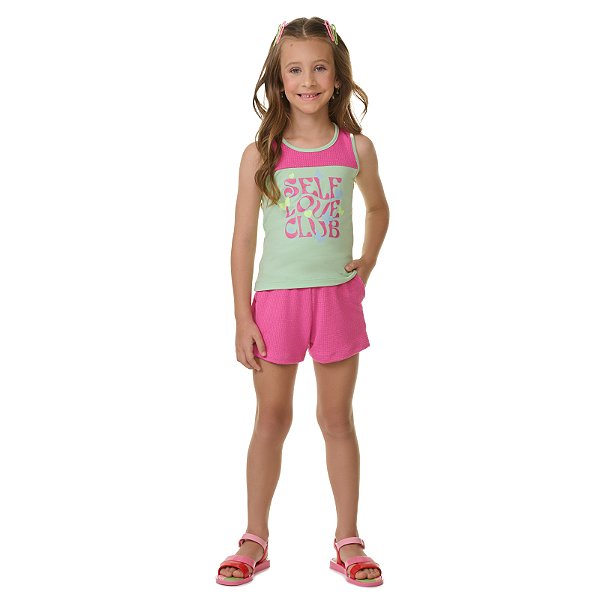 Conjunto regata feminino de cotton e malha Viviene com glitter