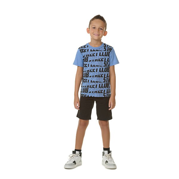 Camiseta masculina em meia malha com estampa frente e verso