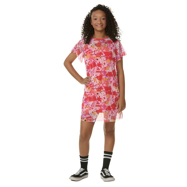Vestido feminino de telinha sublimada e cotton