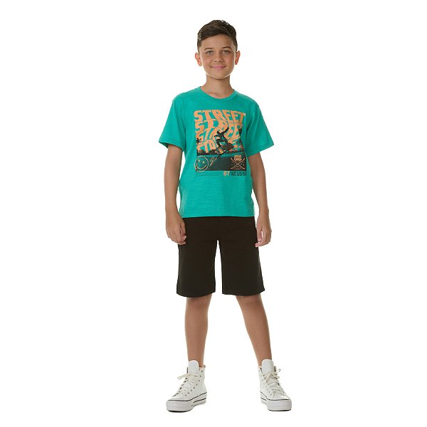 Camiseta masculina Street em meia malha flamê