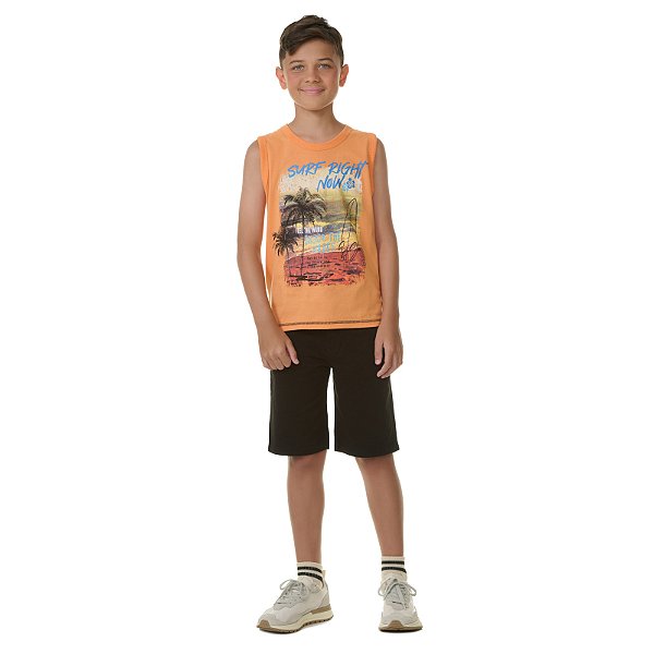 Regata masculina em meia malha, estampa surf