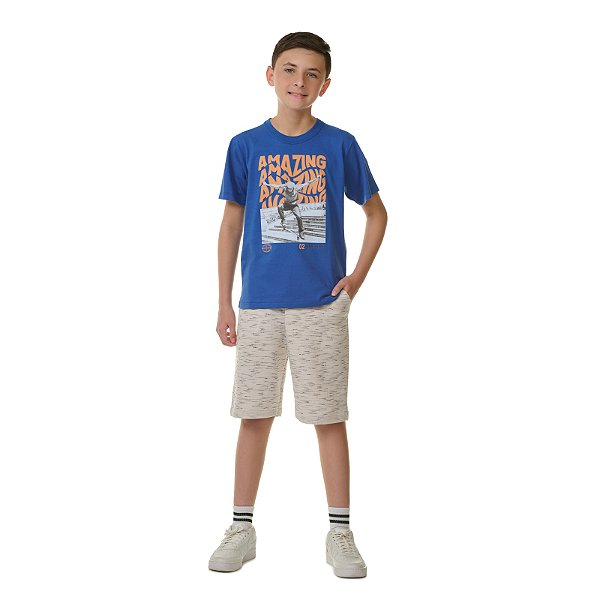 Conjunto masculino Amazing, em meia malha e moletinho jet