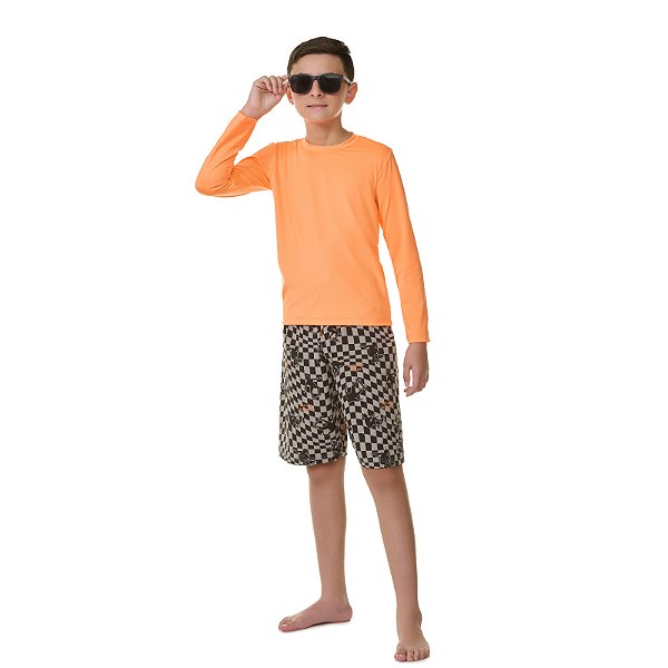 Camiseta masculina com proteção UV, com gola redonda