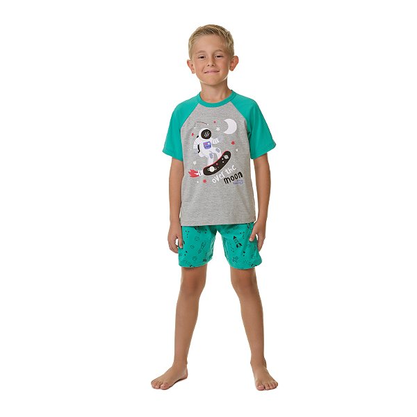 Pijama masculino estampa de astronauta, brilha no escuro