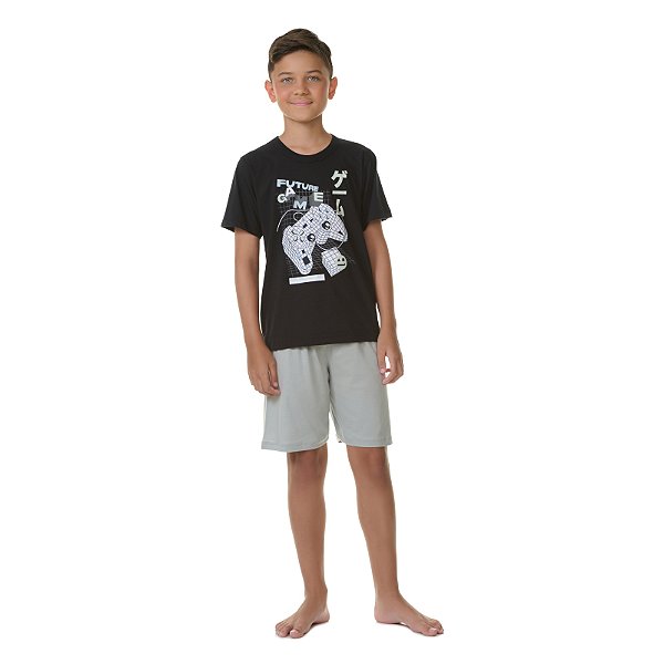 Pijama masculino estampa gamer, brilha no escuro