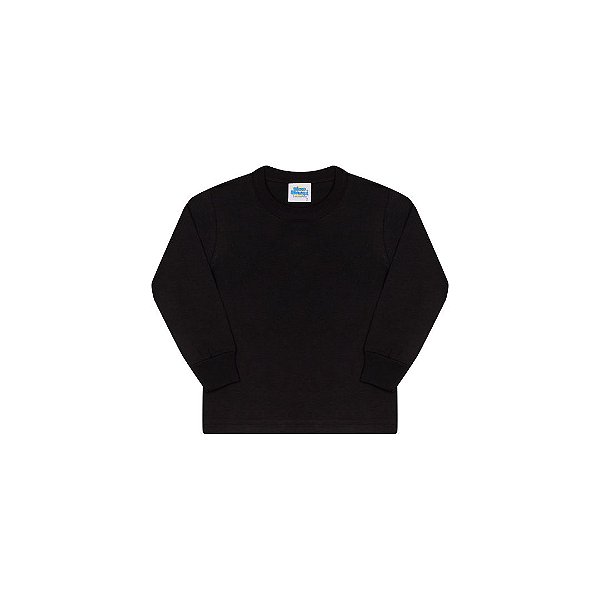 Camisa em meia malha sem estampa cor preto