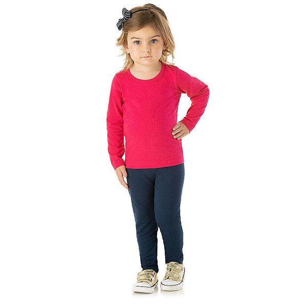 Calça legging marinho em cotton com elástico no cós