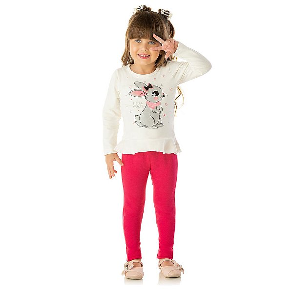 Conjunto em cotton cru com laço e detalhe em cirrê
