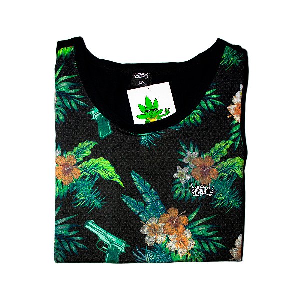 Regata Masculina Chronic Flores Preta