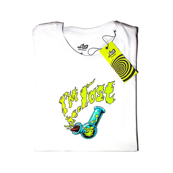 Camiseta Masculina Lost Bong Com Fumaça Branca