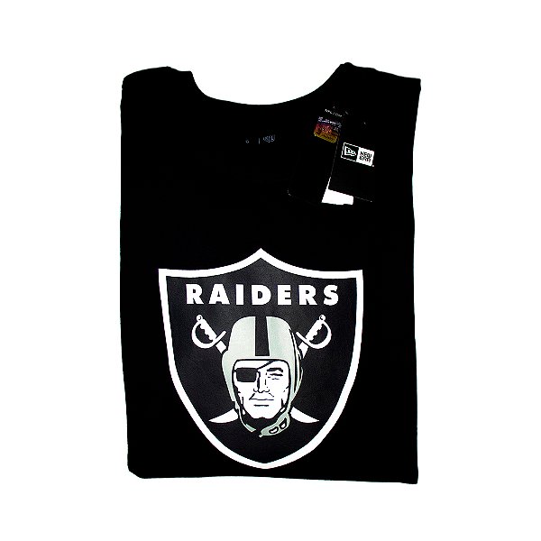 Camiseta Manga Longa Masculina New Era Raiders Preta