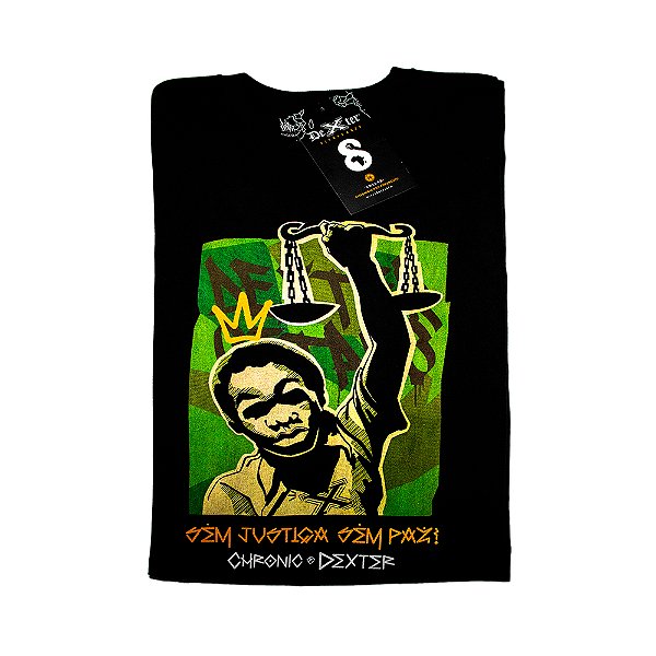Camiseta Masculina Chronic Dexter Sem Justiça Sem Paz Preta