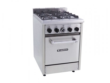 Fogão Industrial Inox Don Bidone A Gás 4 Bocas e Forno Venâncio FDB4F