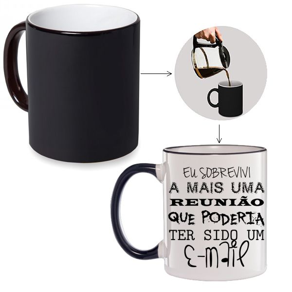 Caneca Mágica Eu Sobrevivi a mais uma reunião que poderia ter sido um E-mail