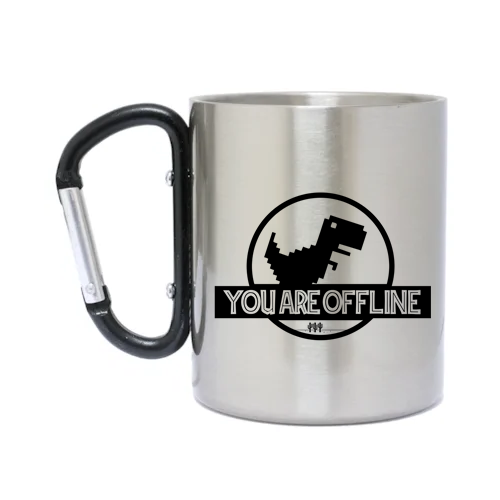 Caneca Inox com Mosquetão You Are Offline