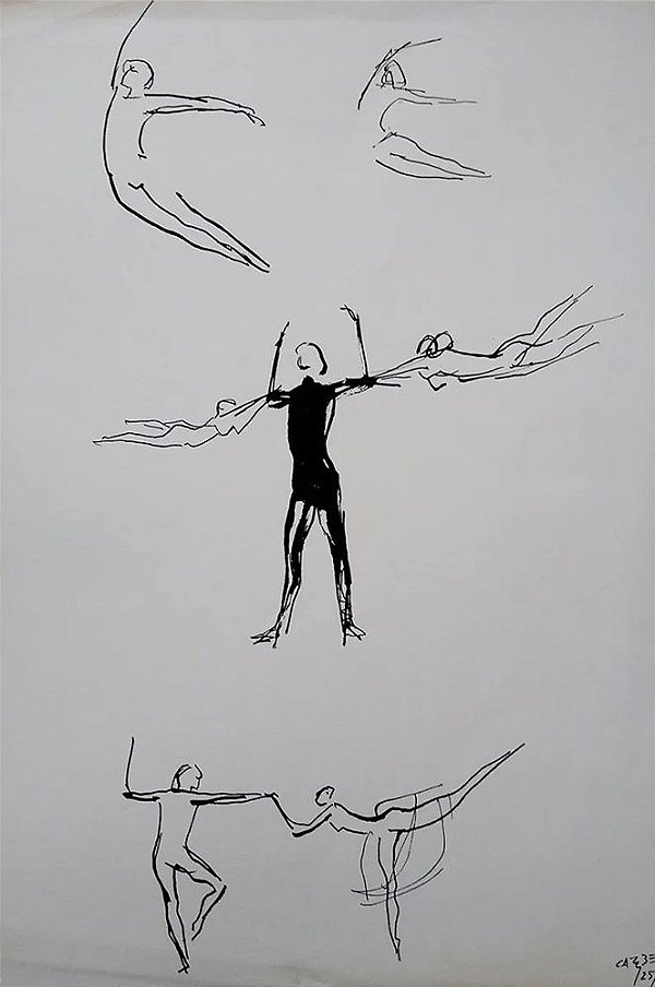 Carybé - Estampa, Cenas de Balé, Figuras de Bailarinos, Nureyev