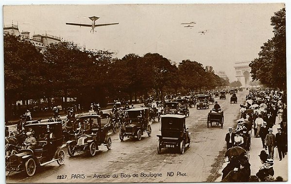 Cartão Postal Antigo Original, Paris, França - Avenue Bois de Boulogne - Circulado em 1912