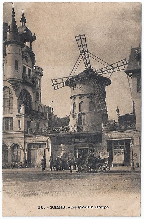 Cartão Postal Antigo Original - Paris, França, Le Moulin Rouge, Burlesque, Vaudeville - Não Circulado