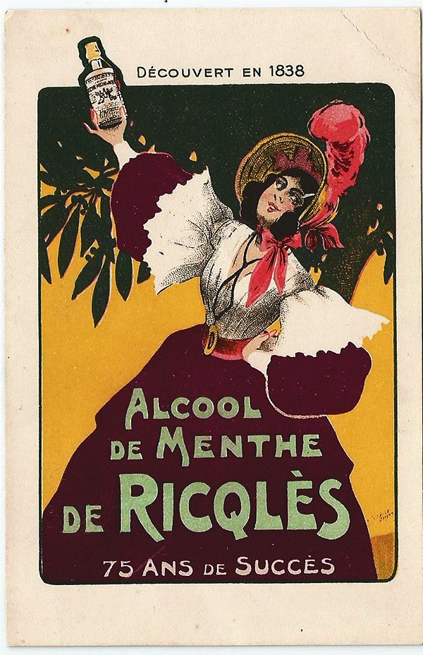 Cartão Postal Antigo Original, Publicidade Álcool de Menta, Licor, França.  Não Circulado