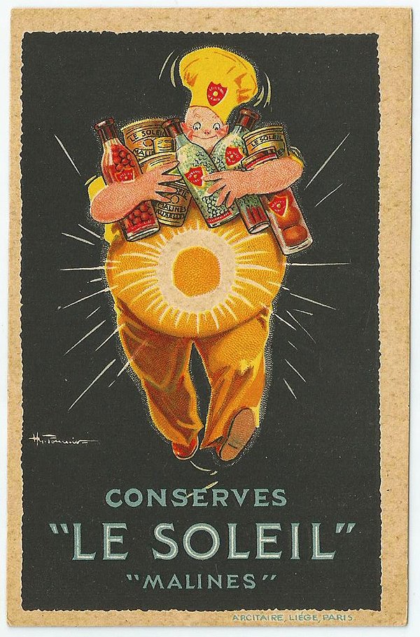 Cartão Postal Antigo Original, Ilustração Publicidade de Conservas Le Soleil. França - Não Circulado