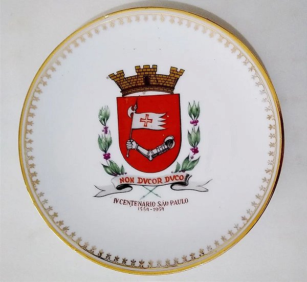 IV Centenário de São Paulo - Prato em Porcelana com Brasão de São Paulo, 19 cm