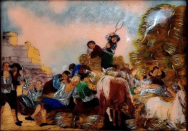 Goya - Imagem da obra A Colheita, Pintura em Esmalte sobre Metal