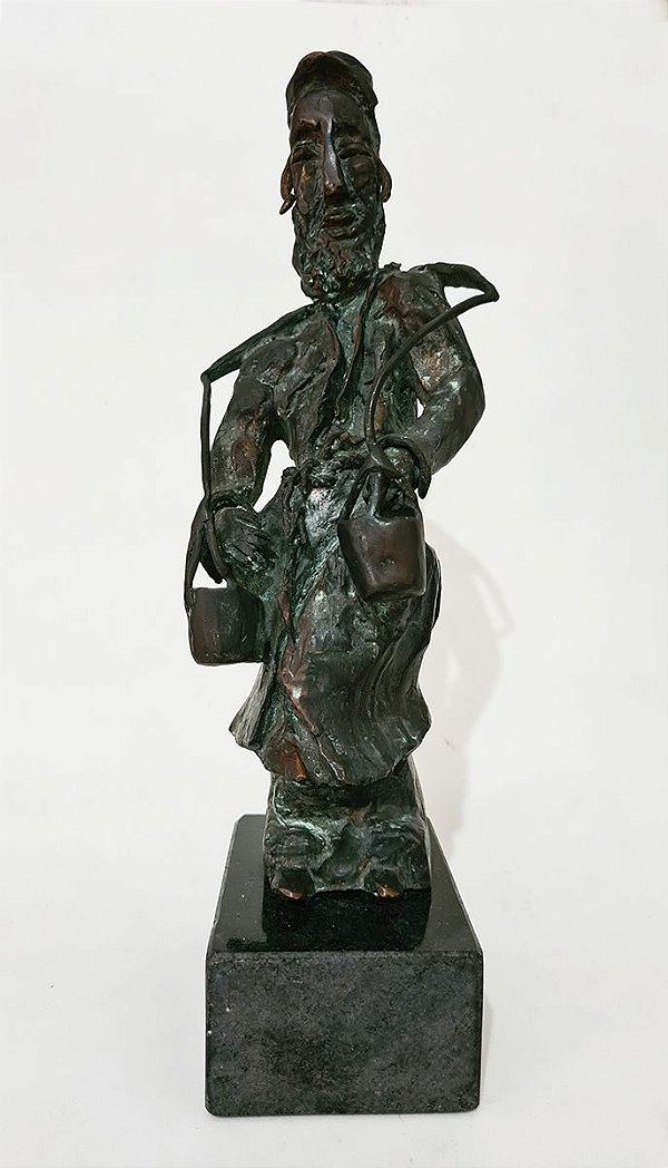 Izrael Brum - Judaica,  Escultura em Bronze, Aldeão Russo ao Estilo Chagall