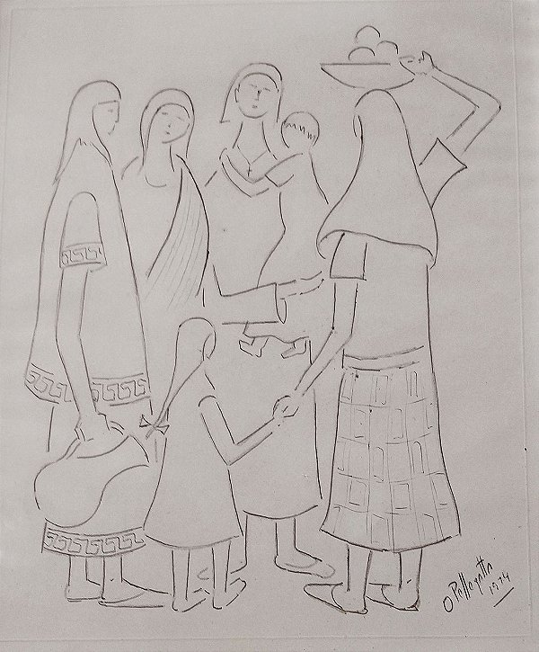 Omar Pellegatta - Desenho a Nanquim - Quadro, Arte Representação de Mulheres e Crianças