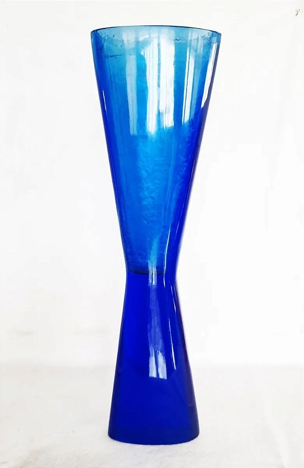 Vaso - Antigo Vaso Geométrico em Acrílico Azul