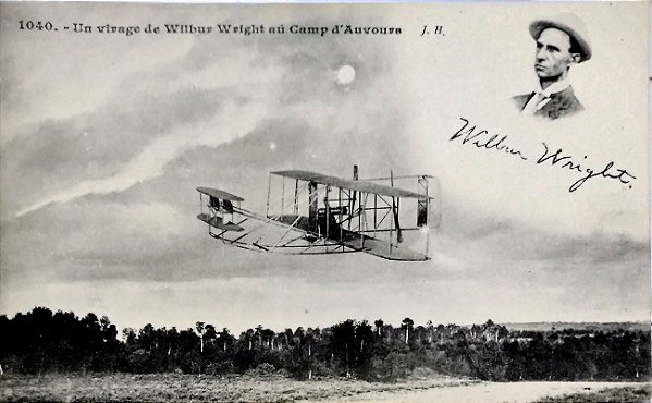 Wilbur Wright – Pioneiro da Aviação - Cartão Postal Antigo Original Assinado na Matriz