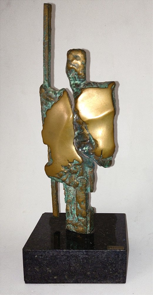 Cassio Lázaro - Escultura em Bronze Figura De Guerreiro, 27cm de Altura