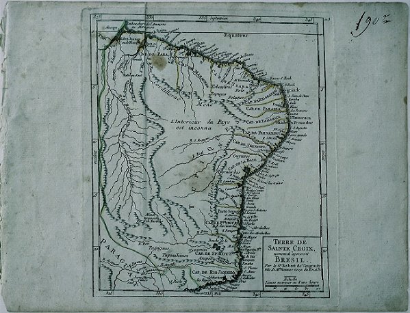 Mapa Antigo do Brasil,  Terre De Sainte Croix, Original De 1748