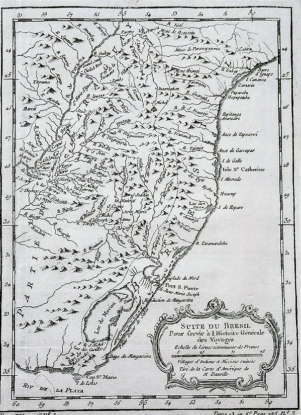 Antigo Mapa Suite Du Bresil Original de 1760 - Bellin - Paris