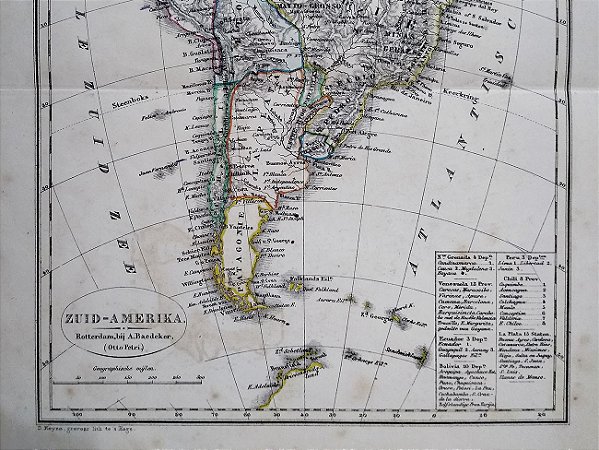 Mapa Antigo Do Brasil E A Sul De A Baedeker Roterdam 1820 Lenach Lenach Artes 6232