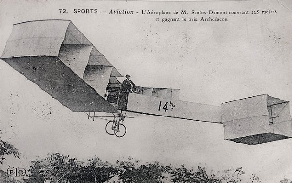 Aviação - Santos Dumont e Aeroplano 14 Bis - Cartão Postal Antigo, Não Circulado