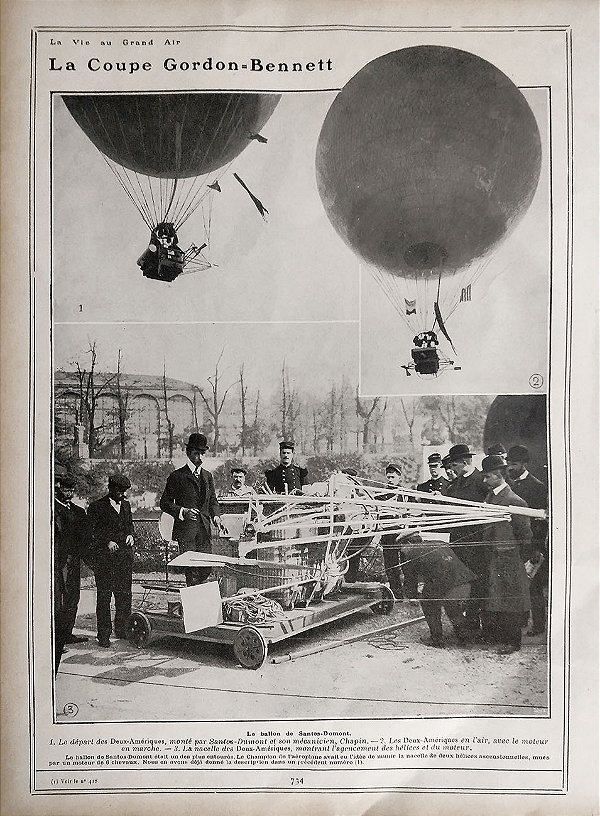 Aviação – Santos Dumont, Rara Revista com Matéria sobre Copa Gordon-Bennet, La Vie au Grand Air, Outubro de 1906