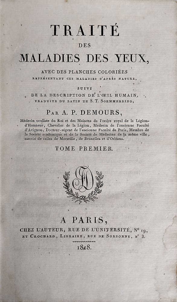 Oftalmologia - Livro Raro de 1818 - Medicina, Tratamento de Doenças Oculares, por Antoine Pierre Demours