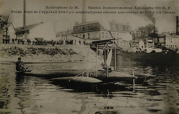 Aviação - Santos Dumont no Hydroplano nº 18 - Raro Cartão Postal antigo original