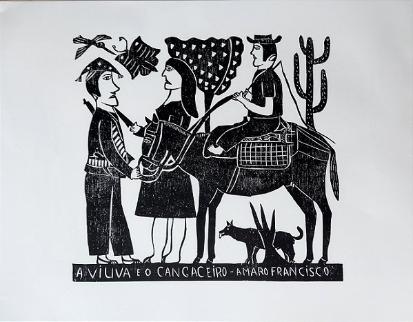 Amaro Francisco -  Arte em Xilogravura "A Viuva e o Cangaceiro" , Original Assinada na Chapa