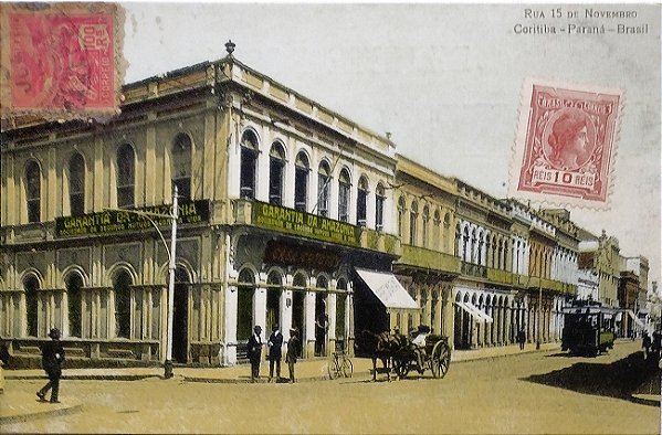 Curitiba- Paraná - Rua 15 de Novembro - Cartão Postal Antigo Original, Circulado em 1907
