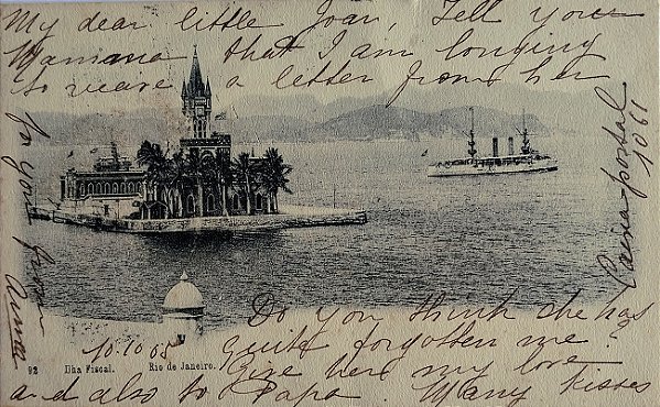 Rio de Janeiro - Ilha Fiscal - Cartão Postal Antigo, Circulado em 1905