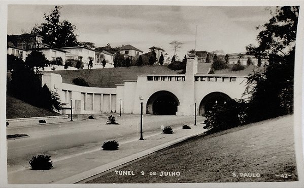 São Paulo - Túnel 9 de Julho Sob a Avenida Paulista - Cartão Postal Antigo Original