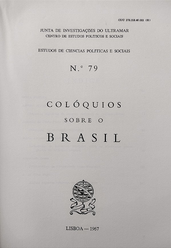 Livro Colóquios sobre o Brasil – Estudo de Ciências Políticas e Sociais