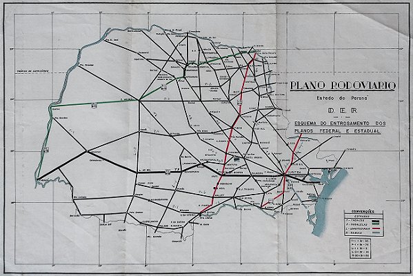 Paraná – Antigo Mapa do Plano Rodoviário, Esquema do Entrosamento dos Planos Federal e Estadual