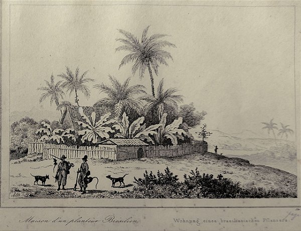 Bahia - Gravura original de 1837, titulada Casa de Um Plantador Brasileiro - 120523