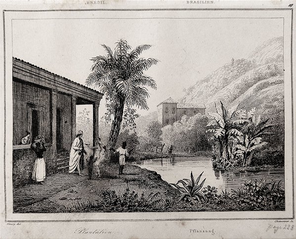 Brasil Império -Bahia – Fleury - Gravura original de 1837, titulada Plantação, gravada por Chavannes - 120523
